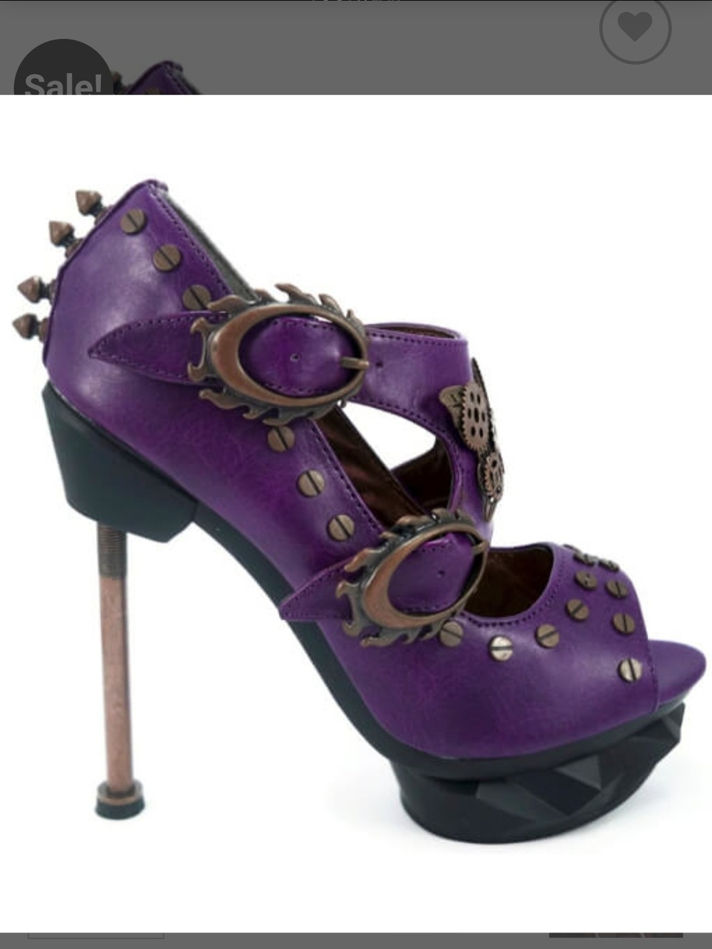 Purple Studded Steampunk High Heel Sandal with Decorative Buckles
